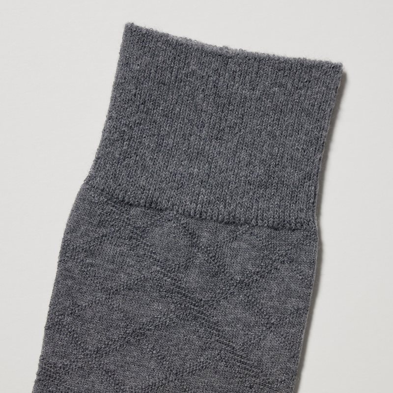 Men Uniqlo Supima Cotton Links Checked Socks Grey | 4920537