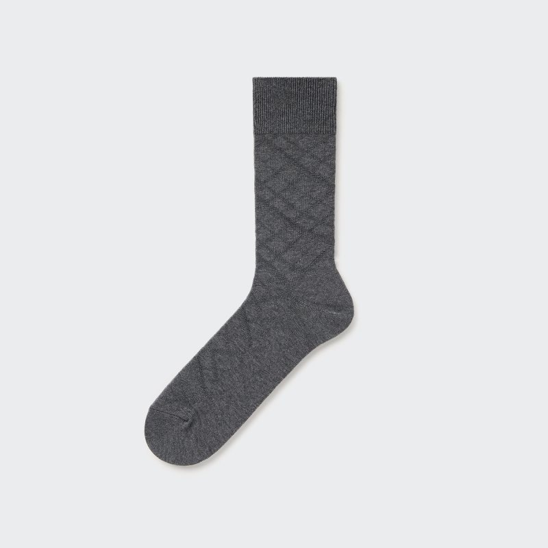 Men Uniqlo Supima Cotton Links Checked Socks Grey | 4920537