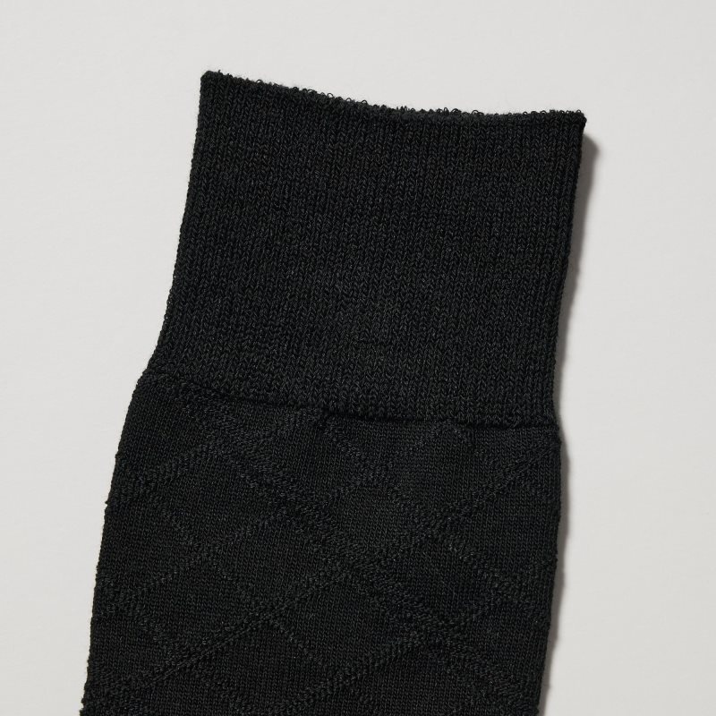 Men Uniqlo Supima Cotton Links Checked Socks Black | 4200676