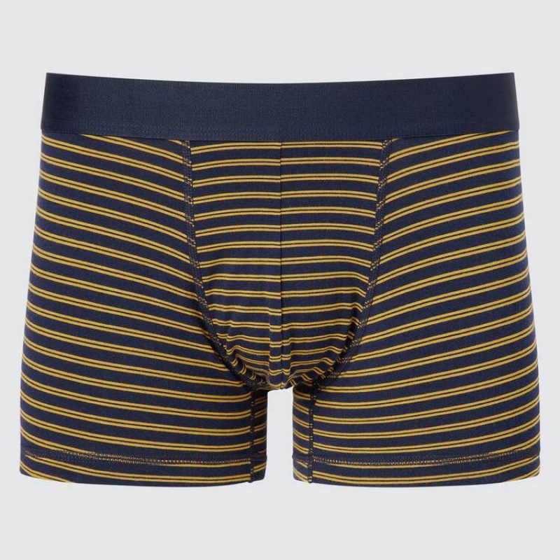 Men Uniqlo Supima Cotton Striped Low Rise Boxer Underwear Brown | 6437627
