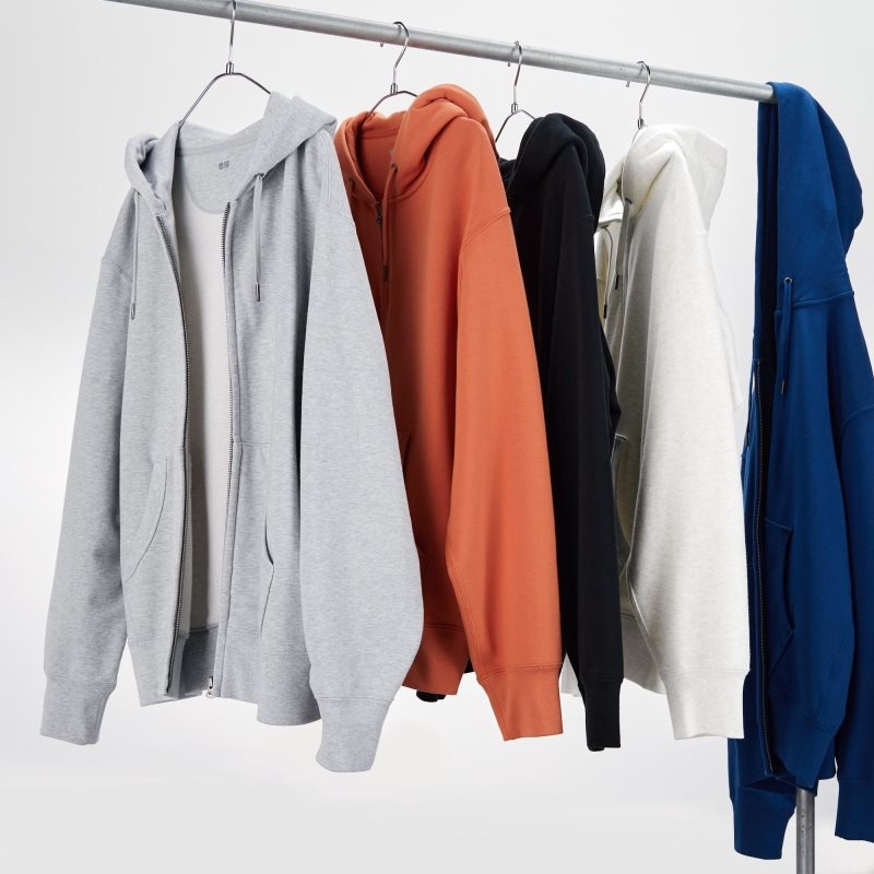 Men Uniqlo Sweat Full-zip Hoodie Blue | 7345559