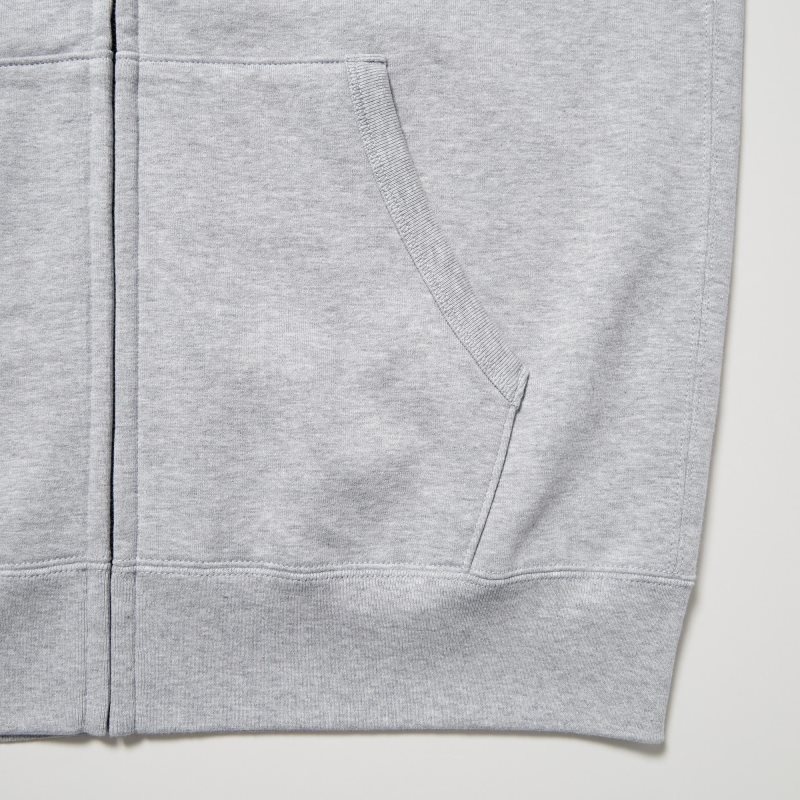 Men Uniqlo Sweat Full-zip Hoodie Grey | 8544560