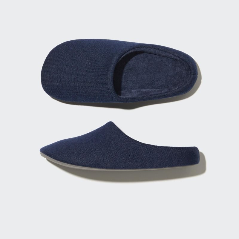 Men Uniqlo Sweat Jersey Rubber Sole Slippers Navy | 2778528