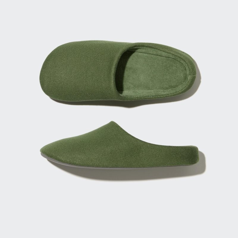 Men Uniqlo Sweat Jersey Rubber Sole Slippers Green | 325936