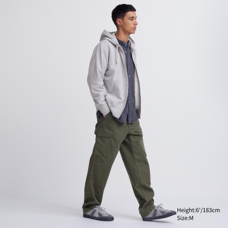 Men Uniqlo Sweat Long-sleeve Full-zip Hoodie Grey | 5820383