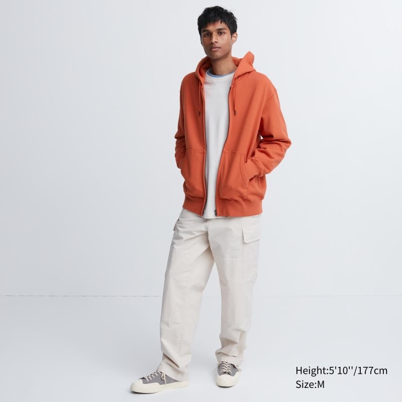 Men Uniqlo Sweat Long-sleeve Full-zip Hoodie Grey | 5820383