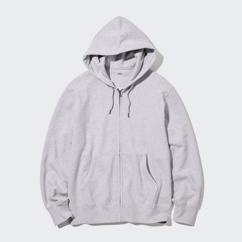 Men Uniqlo Sweat Long-sleeve Full-zip Hoodie Grey | 5820383