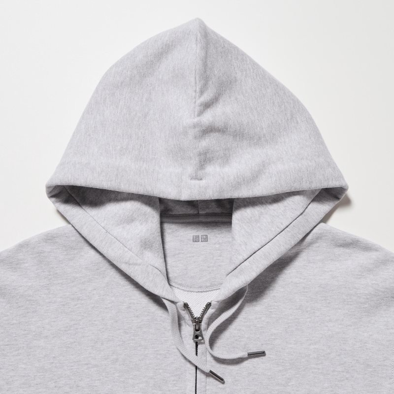 Men Uniqlo Sweat Long-sleeve Full-zip Hoodie Grey | 5820383
