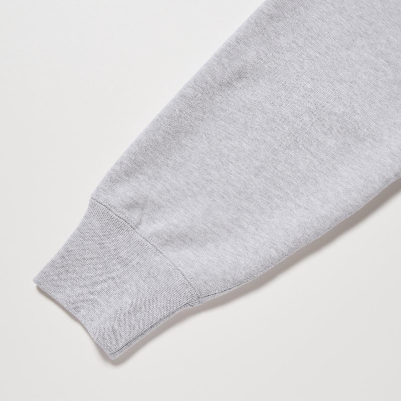 Men Uniqlo Sweat Long-sleeve Full-zip Hoodie Grey | 5820383