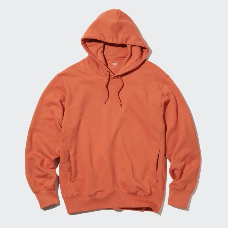Men Uniqlo Sweat Pullover Long-sleeve Hoodie Orange | 8126000