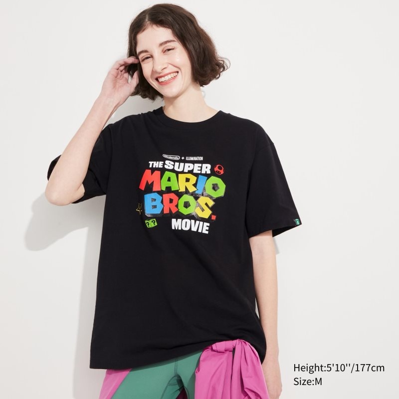 Men Uniqlo The Super Mario Bros. Movie Ut Short Sleeve Graphic T Shirts Black | 9684158