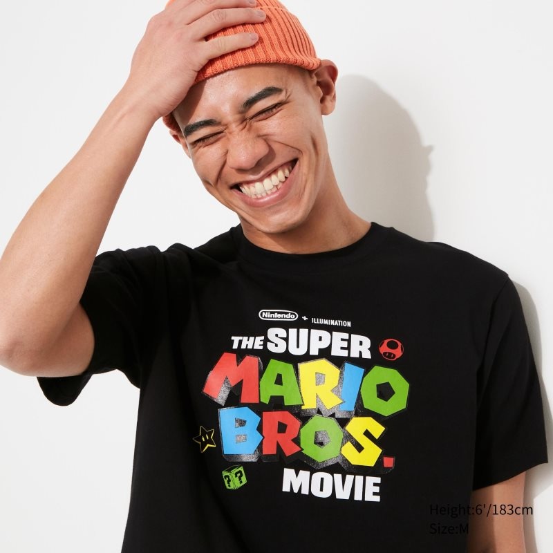 Men Uniqlo The Super Mario Bros. Movie Ut Short Sleeve Graphic T Shirts Black | 9684158