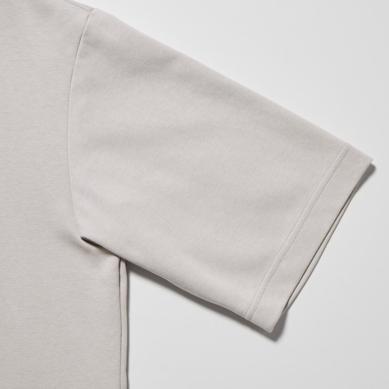 Men Uniqlo U AIRism Cotton Oversized Crew Neck Half-Sleeve T Shirts Grey | 7979623
