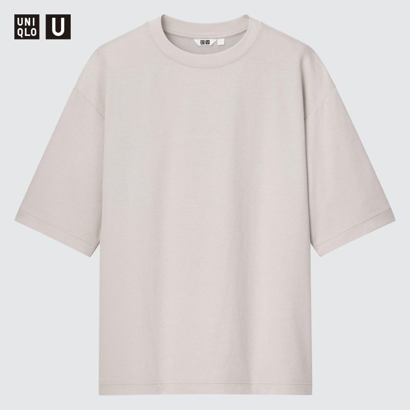 Men Uniqlo U AIRism Cotton Oversized Crew Neck Half-Sleeve T Shirts Grey | 2035228