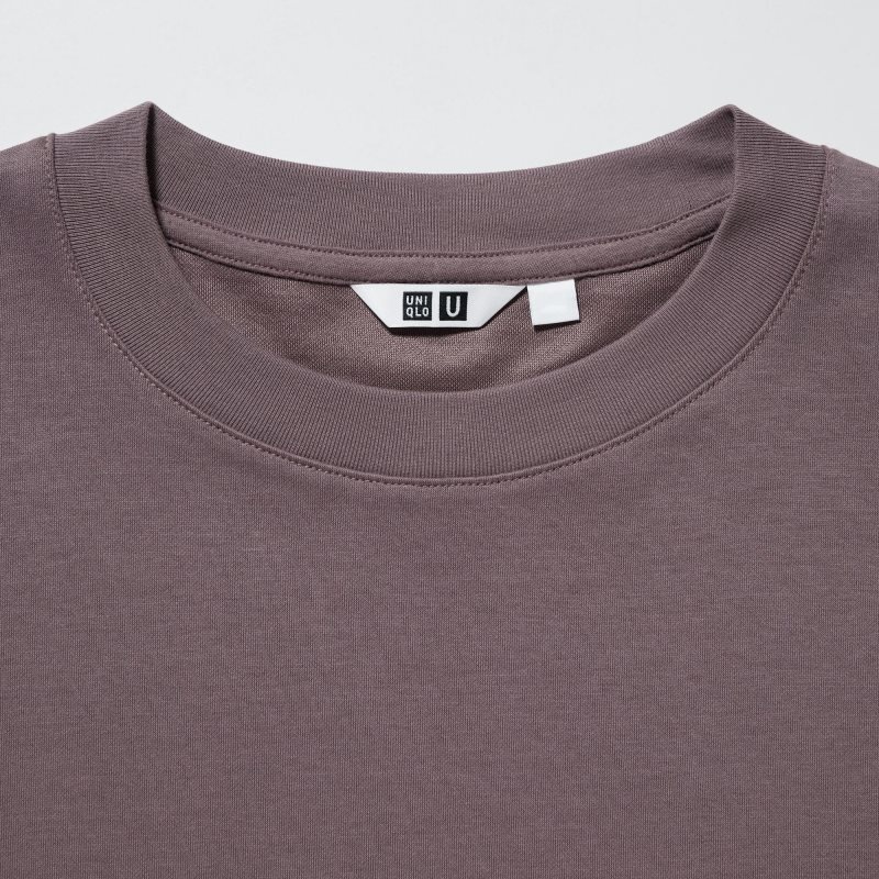 Men Uniqlo U AIRism Cotton Oversized Crew Neck Half-Sleeve T Shirts Brown | 8315008