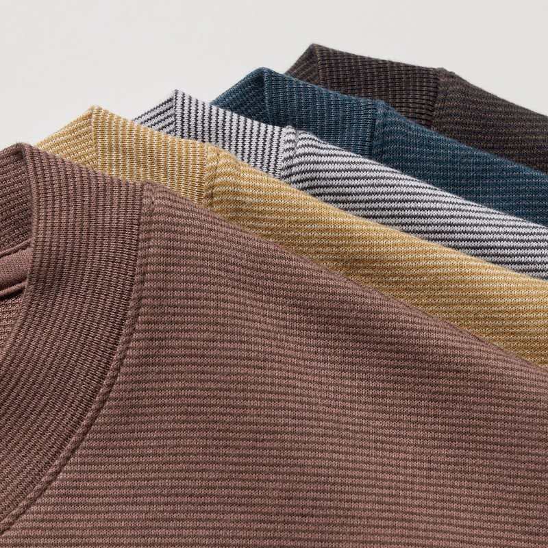 Men Uniqlo U Airism Cotton Striped Crew Neck Oversized T Shirts Blue | 689755