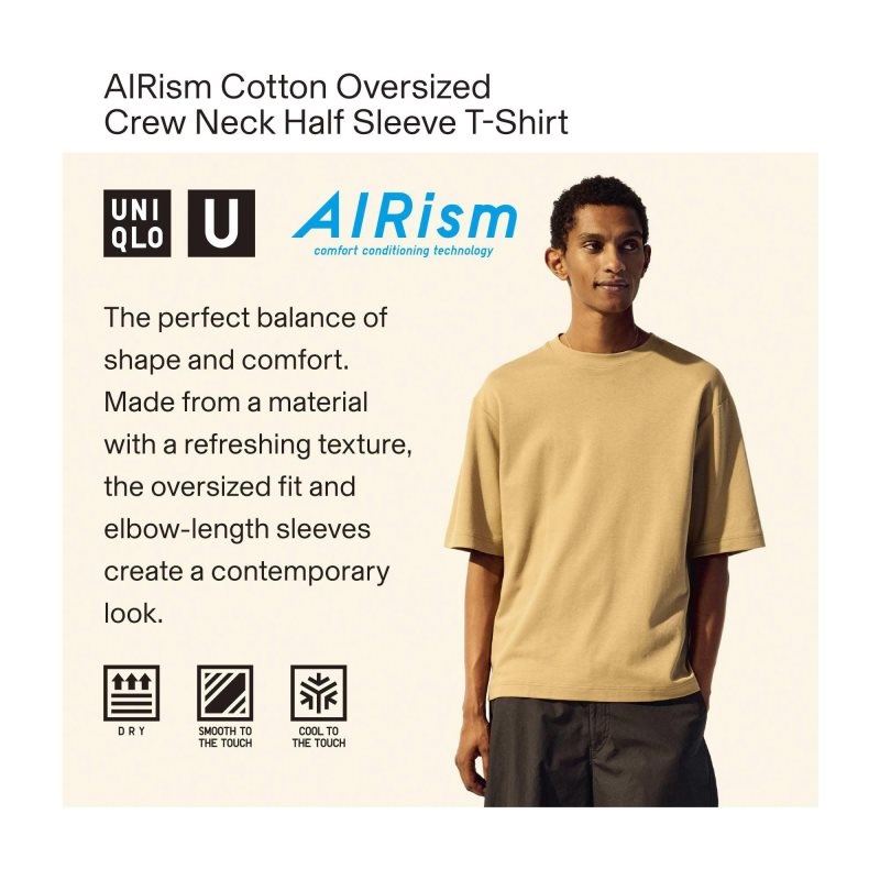 Men Uniqlo U Airism Cotton Striped Crew Neck Oversized T Shirts Blue | 689755