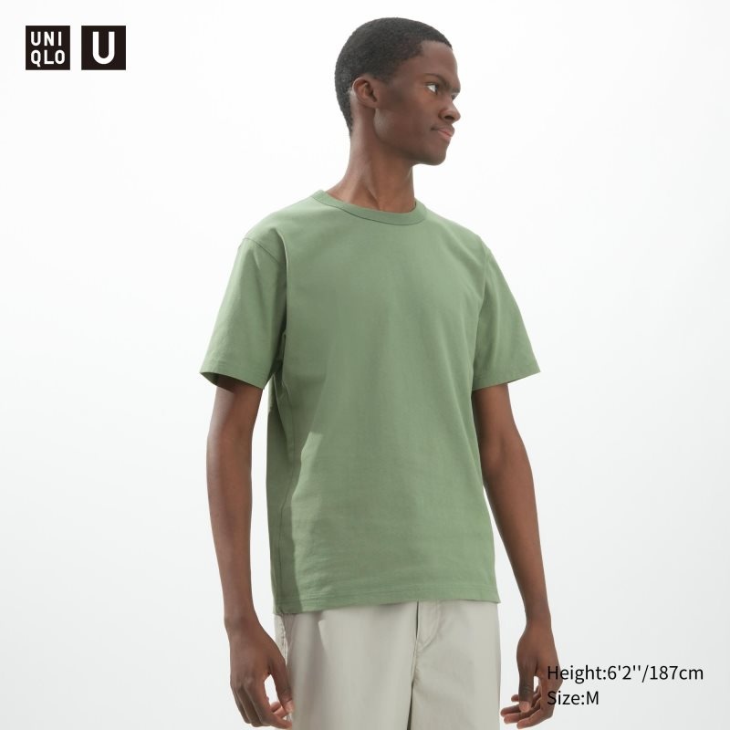 Men Uniqlo U Crew Neck Short-sleeve T Shirts Green | 326384