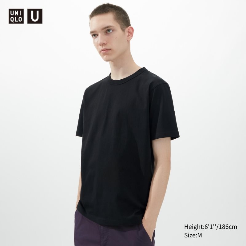 Men Uniqlo U Crew Neck Short-sleeve T Shirts Black | 6710783
