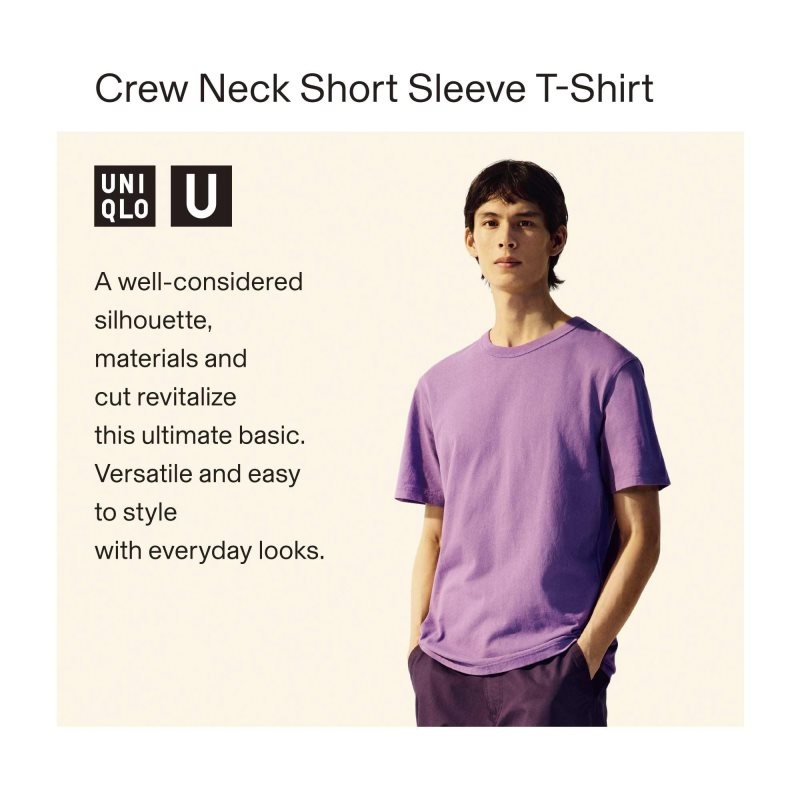 Men Uniqlo U Crew Neck Short-sleeve T Shirts Purple | 7945533