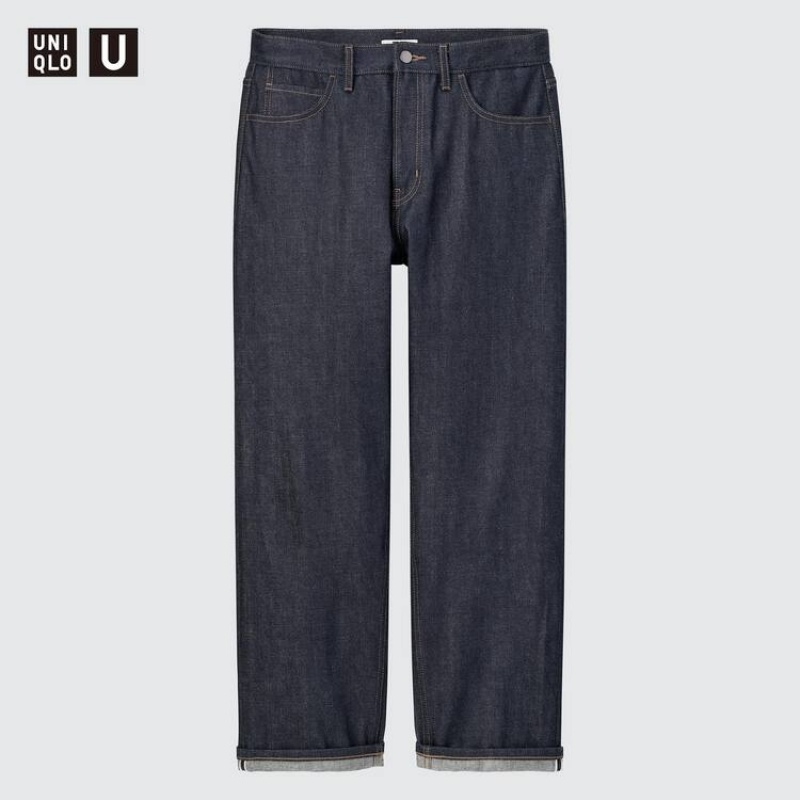 Men Uniqlo U Selvedge Regular Fit Jeans Navy | 8901304