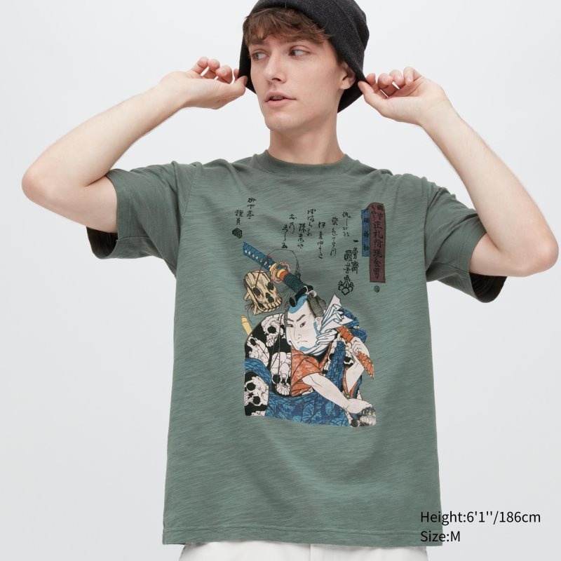 Men Uniqlo Ukiyo-e Ut Short-sleeve Graphic T Shirts Green | 5450826