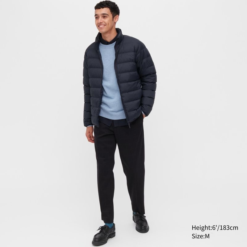 Men Uniqlo Ultra Light Down 3d Cut Narrow Quilt Jackets Navy | 4679932