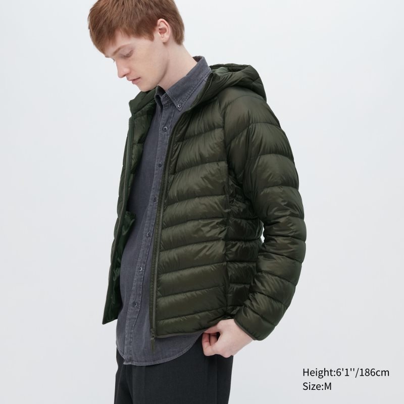 Men Uniqlo Ultra Light Down 3d Cut Parka Olive | 3067713