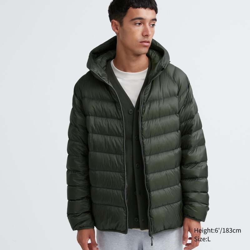 Men Uniqlo Ultra Light Down 3d Cut Parka Olive | 900631