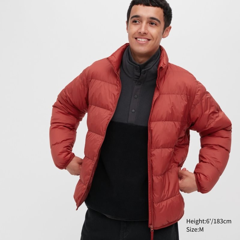 Men Uniqlo Ultra Light Down 3d Cut Wide Quilt Jackets Orange | 9956854