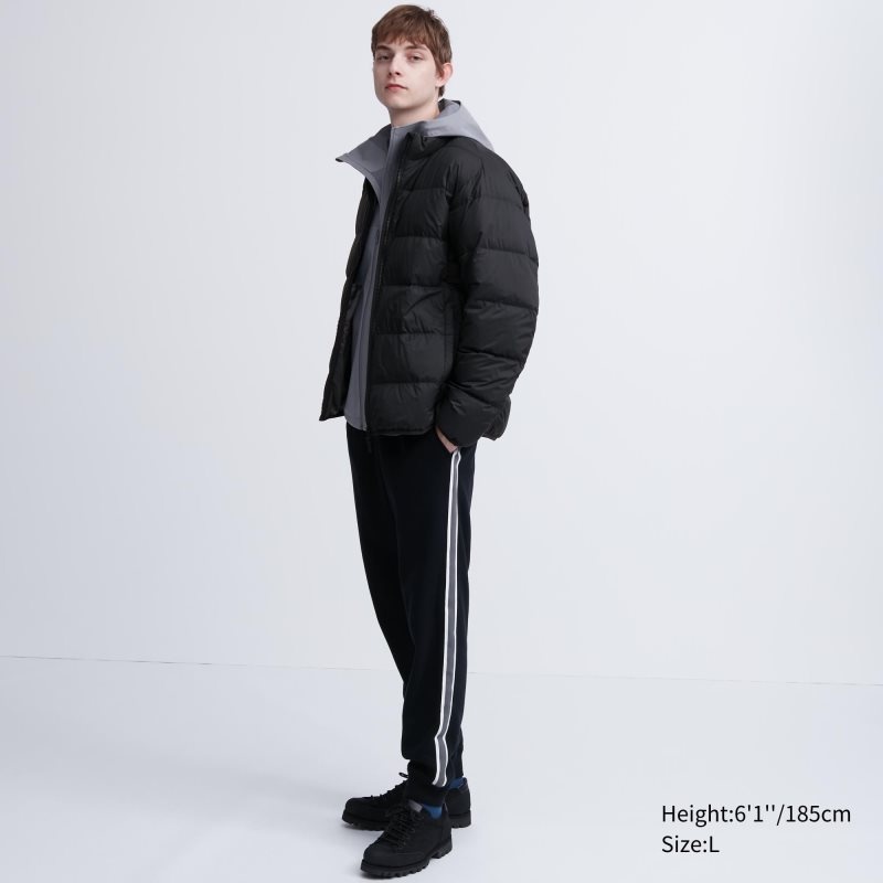 Men Uniqlo Ultra Light Down 3d Cut Wide Quilt Jackets Black | 3538793