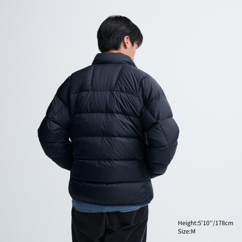 Men Uniqlo Ultra Light Down 3d Cut Wide Quilt Jackets Navy | 662478