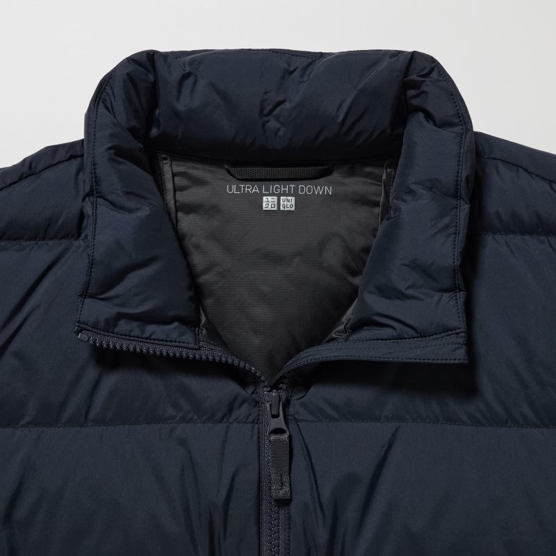 Men Uniqlo Ultra Light Down 3d Cut Wide Quilt Jackets Navy | 662478