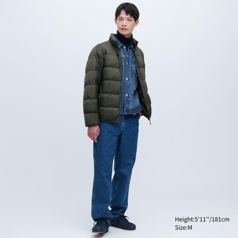 Men Uniqlo Ultra Light Down 3d Cut Wide Quilt Jackets Olive | 892128