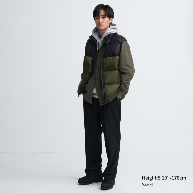 Men Uniqlo Ultra Light Down Color Block Vest Brown | 8035259