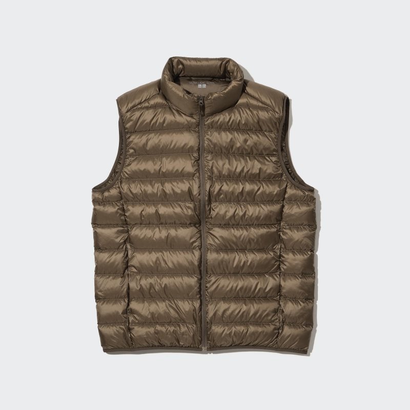 Men Uniqlo Ultra Light Down Narrow Quilt Vest Brown | 1181827