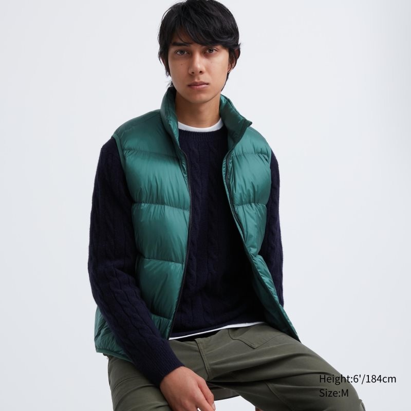 Men Uniqlo Ultra Light Down Vest Green | 9783834