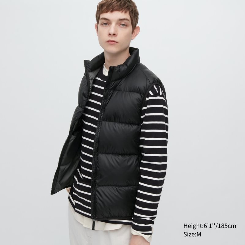 Men Uniqlo Ultra Light Down Wide Quilt Vest Black | 6385821