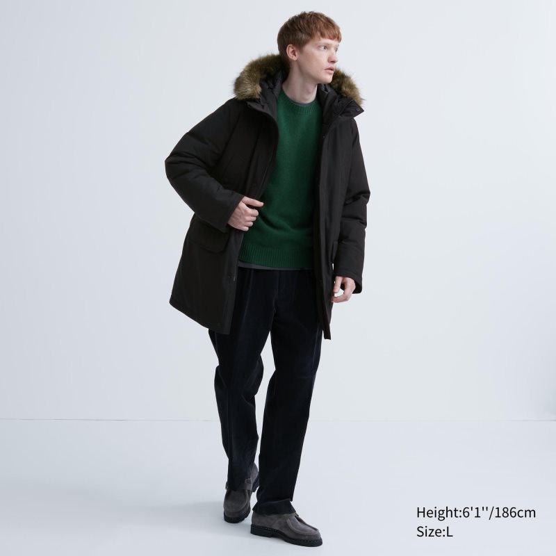 Men Uniqlo Ultra Warm Hybrid Down Coats Olive | 4986152