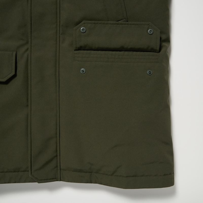 Men Uniqlo Ultra Warm Hybrid Down Coats Olive | 4986152