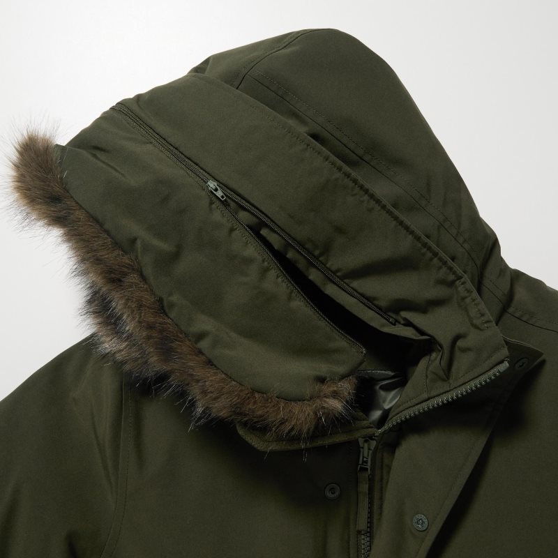 Men Uniqlo Ultra Warm Hybrid Down Coats Beige | 7234638