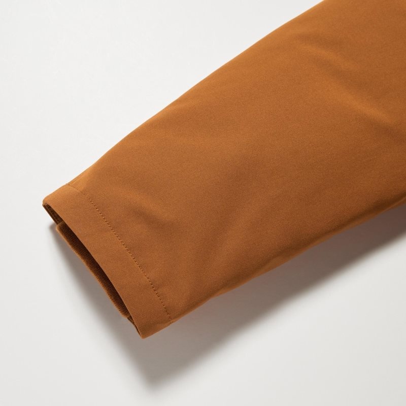 Men Uniqlo Ultra Warm Hybrid Down Coats Brown | 3844206