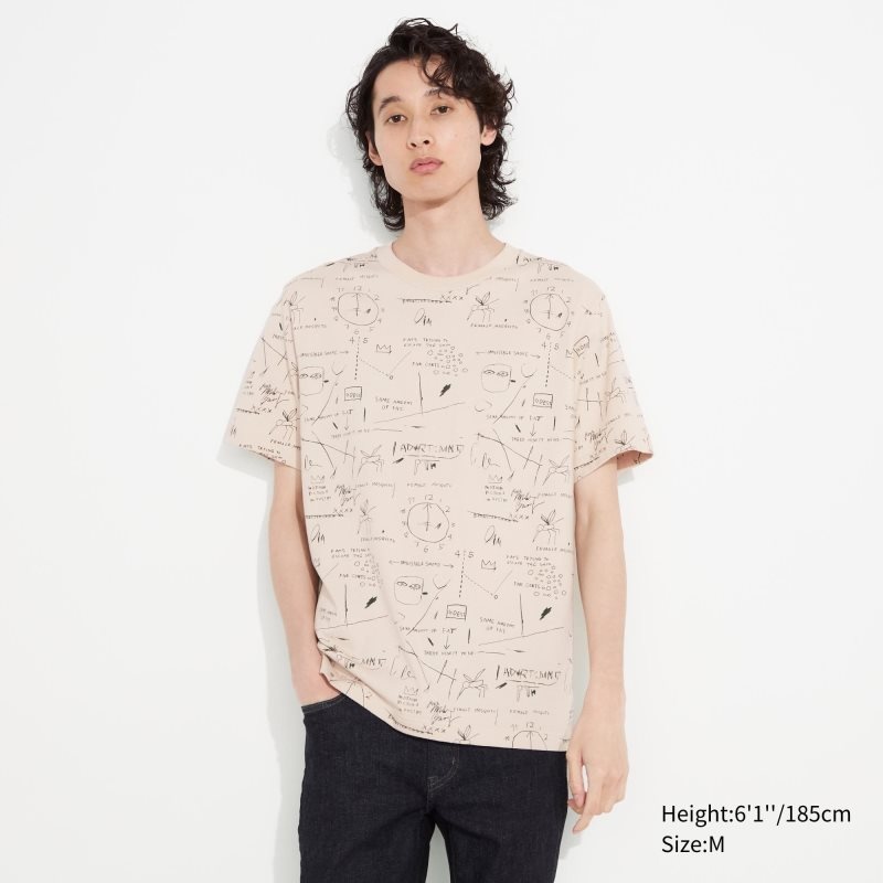 Men Uniqlo Ut Archive Ut Short Sleeve Graphic Jean-michel Basquiat T Shirts Beige | 5127046