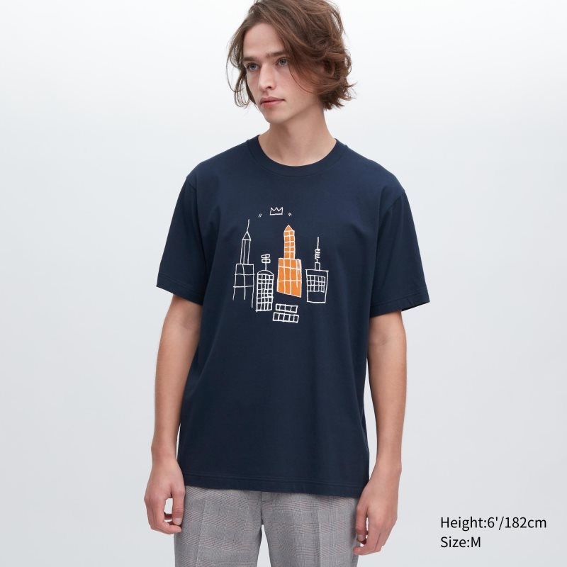 Men Uniqlo Ut Archive Ut Short Sleeve Graphic Jean-michel Basquiat T Shirts Navy | 6105423