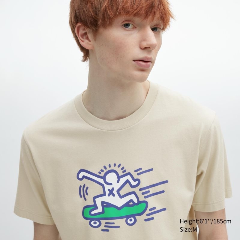 Men Uniqlo Ut Archive Ut Short Sleeve Graphic Keith Haring T Shirts Beige | 973852