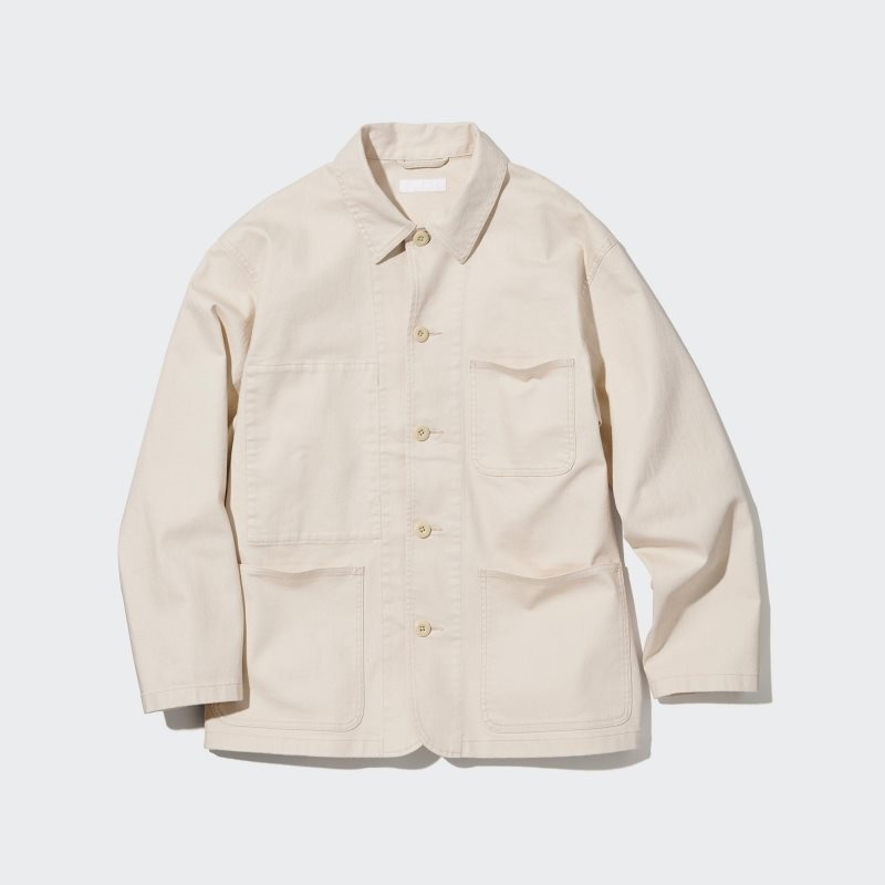 Men Uniqlo Utility Denim Jackets White | 71699