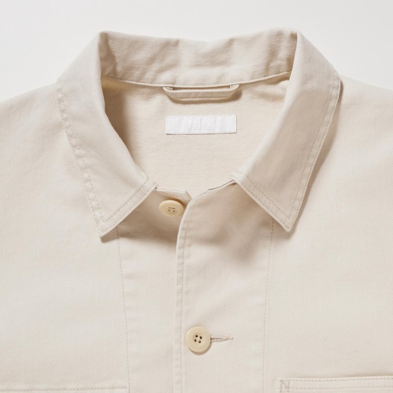 Men Uniqlo Utility Denim Jackets White | 71699