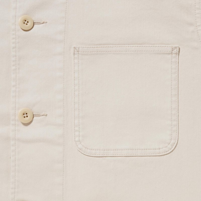 Men Uniqlo Utility Denim Jackets White | 71699