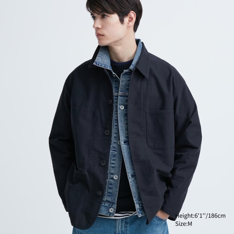 Men Uniqlo Utility Jackets Blue | 6725256