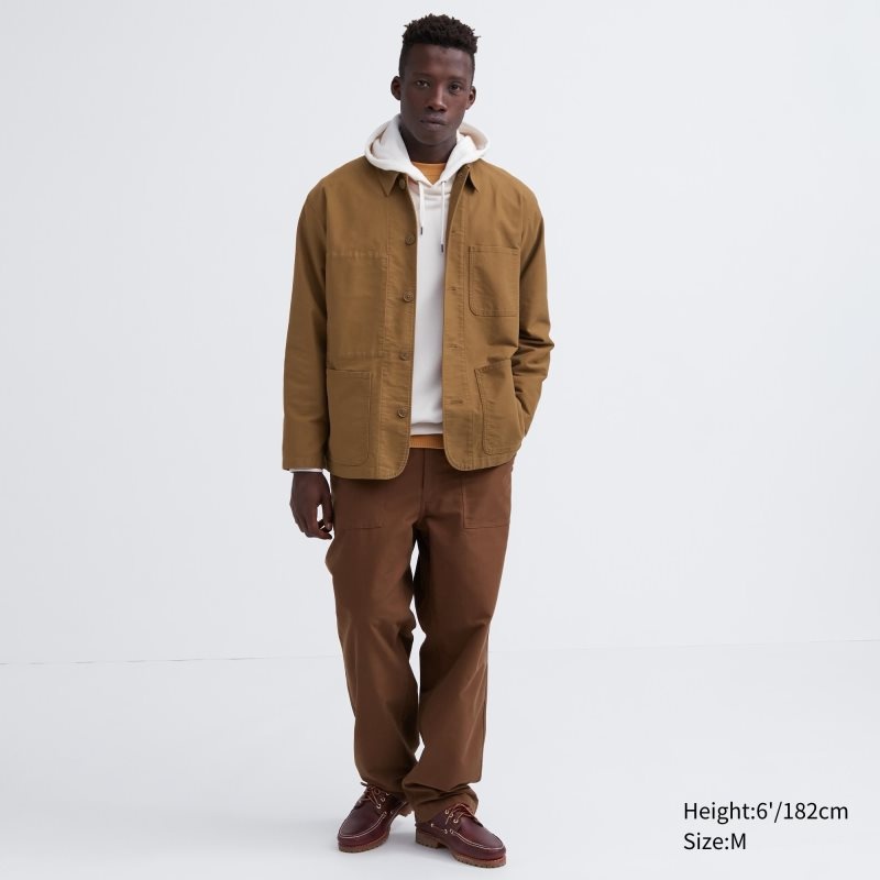 Men Uniqlo Utility Jackets Brown | 3145503